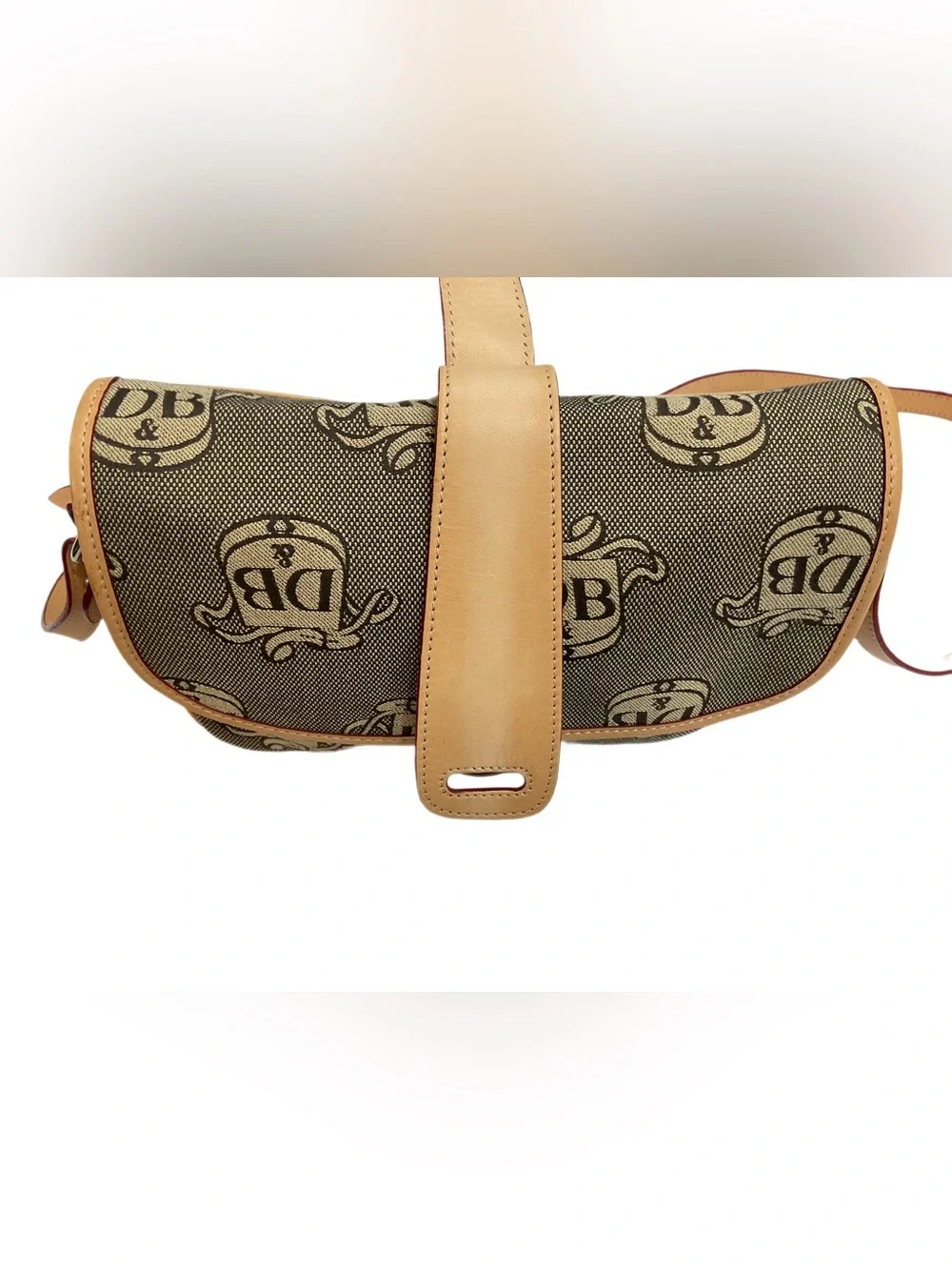 Vintage Dooney & Bourke Signature Flap Tan Brown Crossbody Bag Authenticated